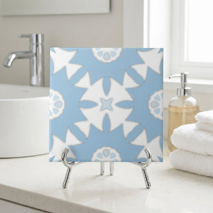 Light Blue Portuguese Azulejo Geometric Mosaic Tile