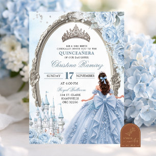 Light Blue Princess Quinceanera Invitation