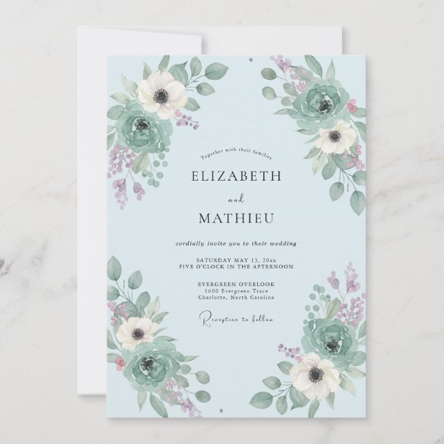 Light Blue Pristine Spring Wedding Invitation (Front)