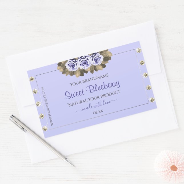 Light Blue Product Labels Blue Roses Gold Jewels (Envelope)