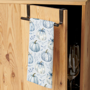 Light Blue Pumpkin Pattern - Kitchen Towel