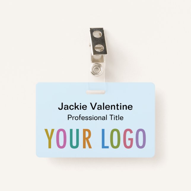Light Blue PVC Name Badge with Clip Lanyard Reel ID Badge (Front with Clip)