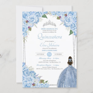 Light Blue Quinceanera Cinderella Princess Quince Invitation