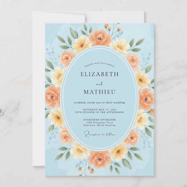 Light Blue Radiant Meadow Wedding Invitation (Front)