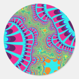 Light Blue Rainbow Remix Classic Round Sticker