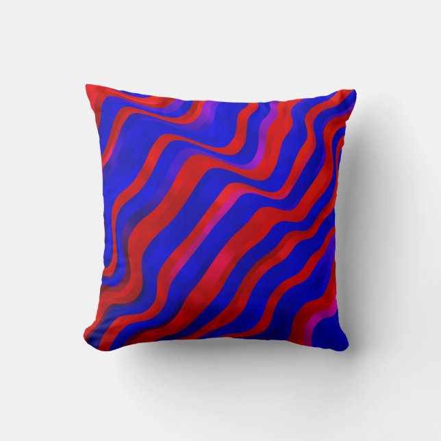 Light Blue, Red texture with wry lines. Gradient i Cushion (Front)