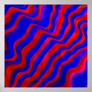 Light Blue, Red texture with wry lines. Gradient i Poster