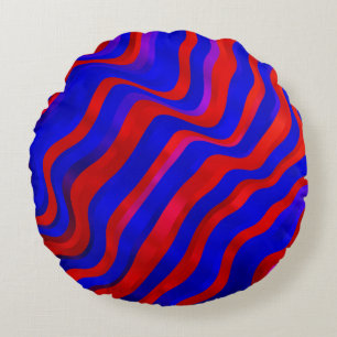 Light Blue, Red texture with wry lines. Gradient i Round Cushion