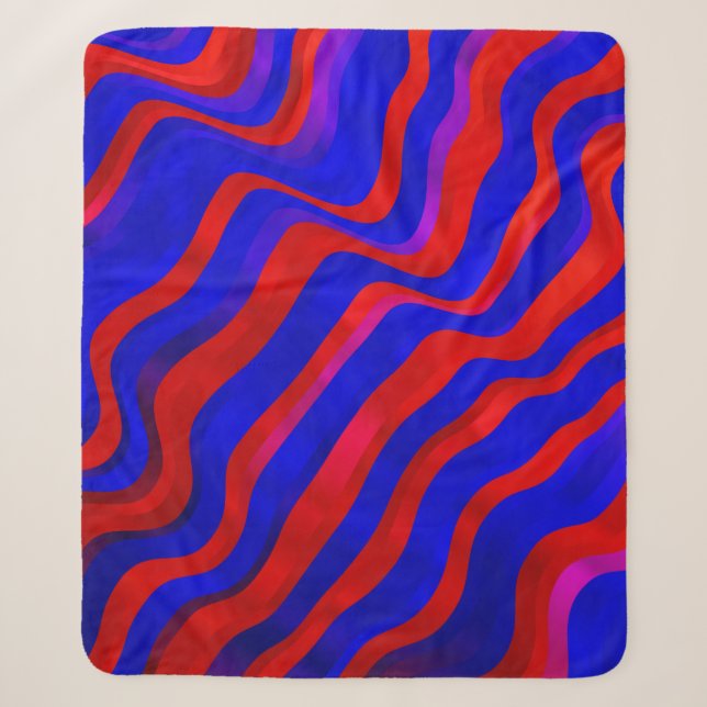 Light Blue, Red texture with wry lines. Gradient i Sherpa Blanket (Front)