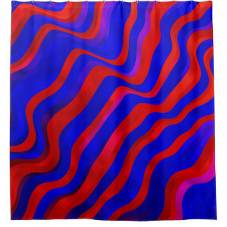 Light Blue, Red texture with wry lines. Gradient i Shower Curtain