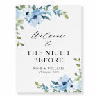 light blue rehearsal dinner welcome sign