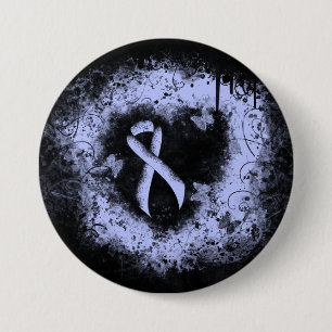 Light Blue Ribbon Grunge Heart 7.5 Cm Round Badge