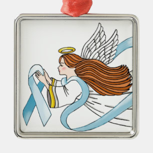 "Light Blue Ribbon" of Awareness Metal Tree Decoration