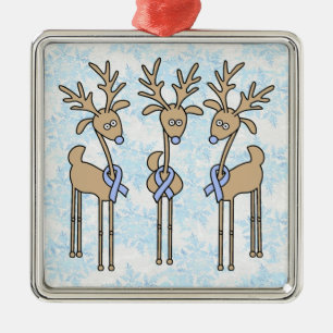 Light Blue Ribbon Reindeer Metal Tree Decoration