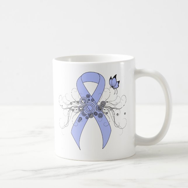 Light Blue Ribbon with Butterfly Coffee Mug (Right)