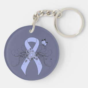 Light Blue Ribbon with Butterfly Key Ring