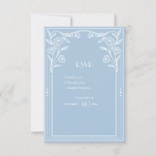 Light Blue Romance and vintage sophistication RSVP Card