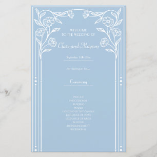 Light Blue Romance and vintage  Wedding programs