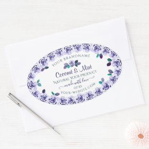 Light Blue Roses on White Product Packaging Labels