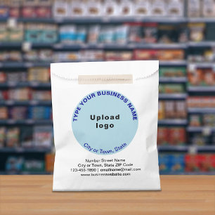 Light Blue Round Business Brand on Paper Bag