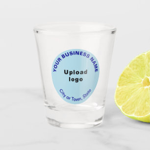 Light Blue Round Business Brand on Shot Glass
