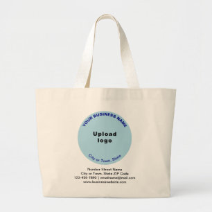 Light Blue Round Shape Business Brand on Jumbo Large Tote Bag