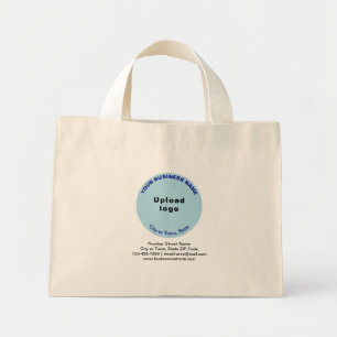 Light Blue Round Shape Business Brand on Mini Tote Bag