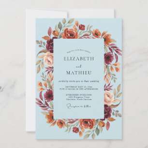 Light Blue Rustic Floral Wedding Invitation
