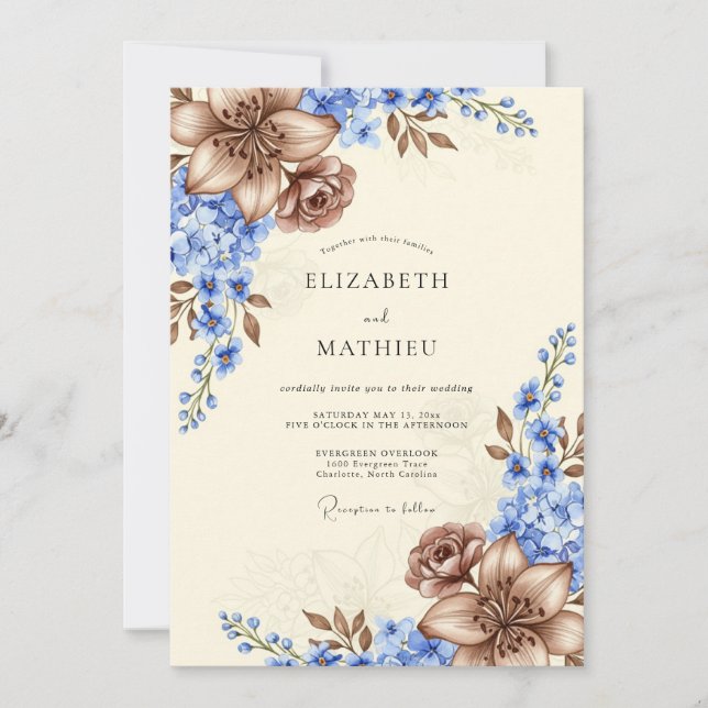 Light Blue Rustic Pastoral Wedding Invitation (Front)
