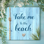 Light Blue Rustic Wood Coastal Take Me to Beach Coaster Set<br><div class="desc">Keep your summer memories close to your heart all year long with this beachy light blue wood with nautical rope, coral heart, and coastal sea grass acrylic coaster. Relax and get ready to be transported back to your fondest happy place whenever you enjoy your favourite beverage. Comes in a set...</div>