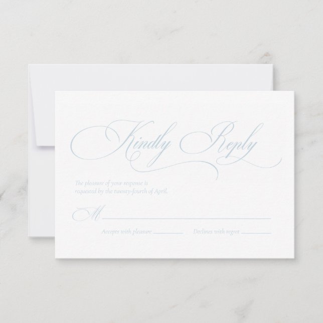 Light Blue "S" Monogram Wedding RSVP Card (Front)