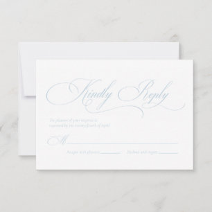 Light Blue "S" Monogram Wedding RSVP Card
