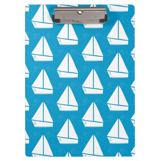 Light Blue Sailboat Pattern Clipboard (Front)