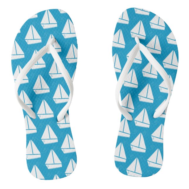 Light Blue Sailboat Pattern Jandals (Footbed)