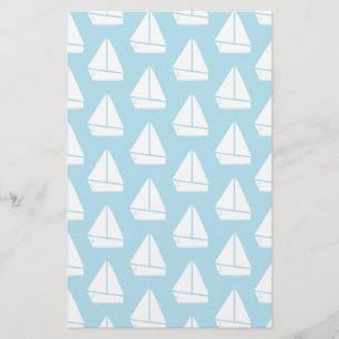 Light Blue Sailboat Pattern Stationery