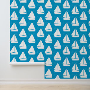 Light Blue Sailboat Pattern Wallpaper