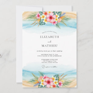Light Blue Scenic Tropical Wedding Invitation
