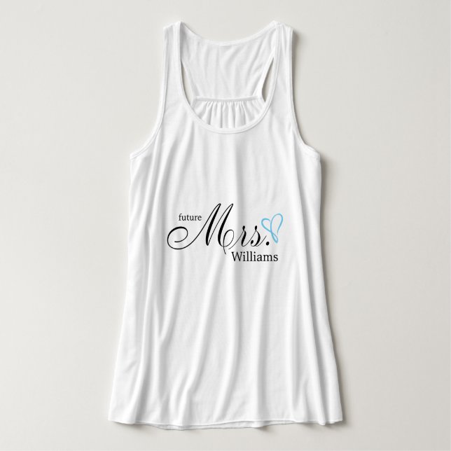 Light Blue Scribbled Heart Future Mrs Singlet (Design Front)