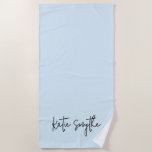 Light Blue Script Name Cute  Beach Towel<br><div class="desc">Light Blue Script Name Cute Beach Towel</div>