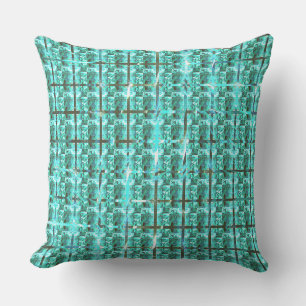 Light blue shiny, squares or image inside of grid? cushion