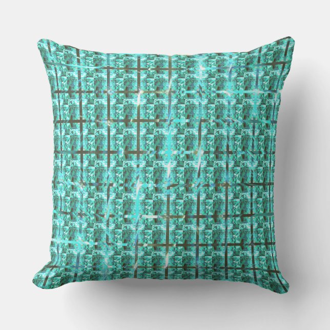 Light blue shiny, squares or image inside of grid? cushion (Front)