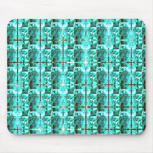 Light blue shiny, squares or image inside of grid? mouse pad (Front)