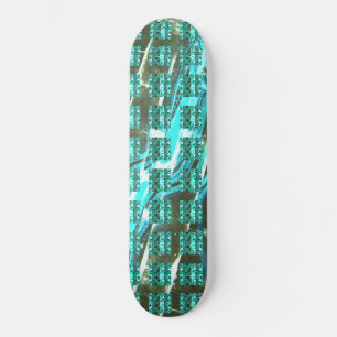 Light blue shiny, squares or image inside of grid? skateboard