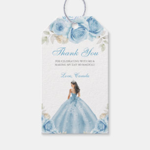 Light Blue & Silver Floral Princess Quinceañera Gift Tags