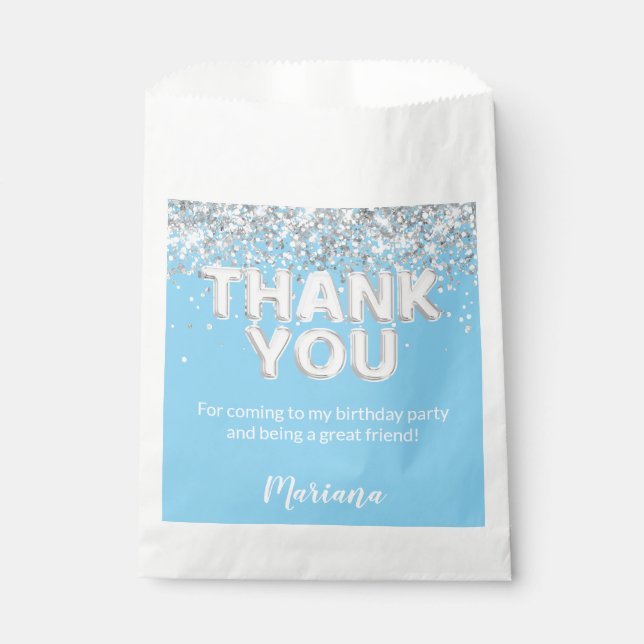 Light Blue Silver Party Favours Favour Bags (Front)