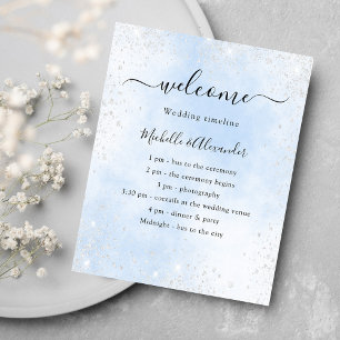 Light blue silver wedding program