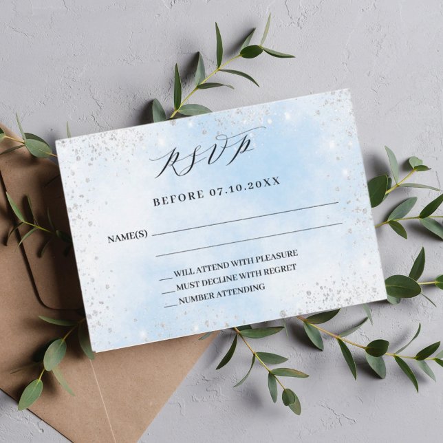 Light blue silver wedding response RSVP card (Creator Uploaded)