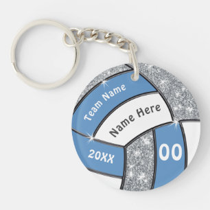 Light Blue, Silver, White, Cheap Volleyball Gifts Key Ring