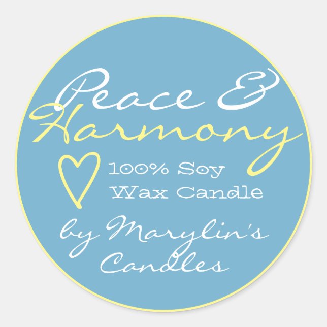 Light Blue Simple Candle Labels with Heart Pastel (Front)