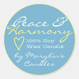 Light Blue Simple Candle Labels with Heart Pastel
